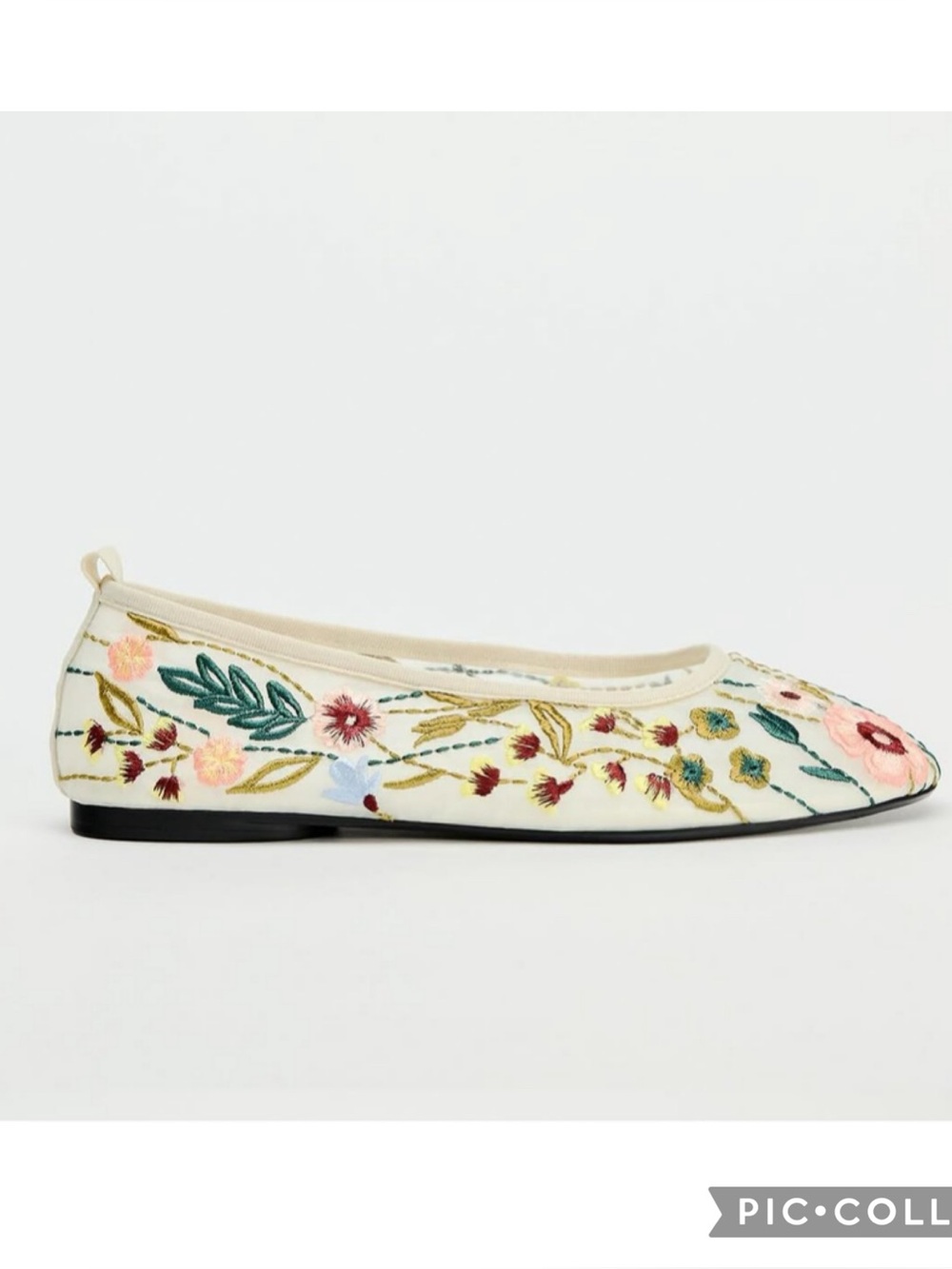 NWOT Zara Mesh Embroidered Floral Flats
